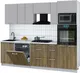 Миниатюра изображения товара Кухонный гарнитур Interline Мила Gloss 2.6-ПМ1 (дуб вотан/грей/серый каспий)