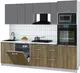 Миниатюра изображения товара Кухонный гарнитур Interline Мила Gloss 2.6-ПМ1 (дуб вотан/серый/белый гранит)