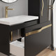 Миниатюра изображения товара Тумба с умывальником Lauter Eva 69 (черный матовый/матовая золотая сталь/искусственный мрамор)