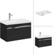 Миниатюра изображения товара Тумба с умывальником Lauter Eva 69 (черный матовый/матовая сталь/искусственный мрамор)