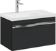 Миниатюра изображения товара Тумба с умывальником Lauter Eva 69 (черный матовый/матовая сталь/искусственный мрамор)