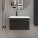 Миниатюра изображения товара Тумба с умывальником Lauter Eva 69 (черный матовый/матовая черная сталь/искусственный мрамор)