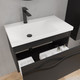 Миниатюра изображения товара Тумба с умывальником Lauter Eva 69 (черный матовый/матовая черная сталь/искусственный мрамор)