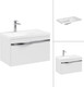 Миниатюра изображения товара Тумба с умывальником Lauter Eva 69 (белый глянец/матовая сталь/искусственный мрамор)