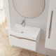 Миниатюра изображения товара Тумба с умывальником Lauter Eva 69 (белый глянец/матовая сталь/искусственный мрамор)