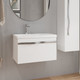 Миниатюра изображения товара Тумба с умывальником Lauter Eva 69 (белый глянец/матовая сталь/искусственный мрамор)