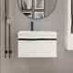 Миниатюра изображения товара Тумба с умывальником Lauter Eva 69 (белый глянец/матовая черная сталь/искусственный мрамор)