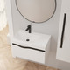 Миниатюра изображения товара Тумба с умывальником Lauter Eva 69 (белый глянец/матовая черная сталь/искусственный мрамор)