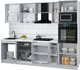 Миниатюра изображения товара Кухонный гарнитур Interline Мила Gloss 2.7-ПМ1 (дуб вотан/черный глянец/дуб бунратти)