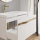 Миниатюра изображения товара Тумба с умывальником Lauter Eva 69 (белый глянец/матовая золотая сталь/искусственный мрамор)