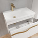 Миниатюра изображения товара Тумба с умывальником Lauter Eva 69 (белый глянец/матовая золотая сталь/искусственный мрамор)