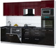 Миниатюра изображения товара Кухонный гарнитур Интерлиния Мила Gloss 2.8-ПМ1 (черный глянец/бордовый глянец/кастилло темный)