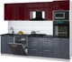 Миниатюра изображения товара Кухонный гарнитур Интерлиния Мила Gloss 2.8-ПМ1 (асфальт глянец/бордовый глянец/кастилло темный)