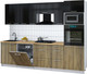 Миниатюра изображения товара Кухонный гарнитур Интерлиния Мила Gloss 2.8-ПМ1 (дуб вотан/черный глянец/дуб бунратти)