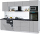 Миниатюра изображения товара Кухонный гарнитур Интерлиния Мила Gloss 2.9-ПМ1 (грей/грей/кастилло темный)