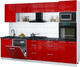Миниатюра изображения товара Кухонный гарнитур Интерлиния Мила Gloss 2.9-ПМ1 (красный глянец/красный глянец/кастилло темный)