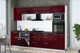 Миниатюра изображения товара Кухонный гарнитур Интерлиния Мила Gloss 2.9-ПМ1 (бордовый глянец/бордовый глянец/кастилло темный)