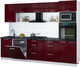 Миниатюра изображения товара Кухонный гарнитур Интерлиния Мила Gloss 2.9-ПМ1 (бордовый глянец/бордовый глянец/кастилло темный)