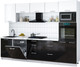 Миниатюра изображения товара Кухонный гарнитур Интерлиния Мила Gloss 2.9-ПМ1 (черный глянец/белый/белый гранит)