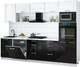 Миниатюра изображения товара Кухонный гарнитур Интерлиния Мила Gloss 2.9-ПМ1 (черный глянец/белый глянец/белый гранит)