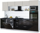 Миниатюра изображения товара Кухонный гарнитур Интерлиния Мила Gloss 2.9-ПМ1 (черный глянец/кашемир/кастилло темный)