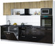 Миниатюра изображения товара Кухонный гарнитур Интерлиния Мила Gloss 2.9-ПМ1 (черный глянец/дуб вотан/кастилло темный)