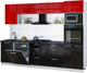 Миниатюра изображения товара Кухонный гарнитур Интерлиния Мила Gloss 2.9-ПМ1 (черный глянец/красный глянец/кастилло темный)