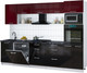 Миниатюра изображения товара Кухонный гарнитур Интерлиния Мила Gloss 2.9-ПМ1 (черный глянец/бордовый глянец/кастилло темный)