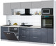 Миниатюра изображения товара Кухонный гарнитур Интерлиния Мила Gloss 2.9-ПМ1 (асфальт глянец/грей/бискайская сосна)