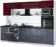 Миниатюра изображения товара Кухонный гарнитур Интерлиния Мила Gloss 2.9-ПМ1 (асфальт глянец/бордовый глянец/кастилло темный)