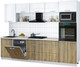 Миниатюра изображения товара Кухонный гарнитур Интерлиния Мила Gloss 2.9-ПМ1 (дуб вотан/белый глянец/травертин серый)