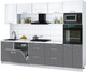 Миниатюра изображения товара Кухонный гарнитур Интерлиния Мила Gloss 2.9-ПМ1 (серый/белый глянец/белый гранит)