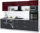 Миниатюра изображения товара Кухонный гарнитур Интерлиния Мила Gloss 2.9-ПМ1 (пепел/бордовый глянец/серый каспий)