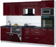 Миниатюра изображения товара Кухонный гарнитур Интерлиния Мила Gloss 2.8-ПМ1 (бордовый глянец/бордовый глянец/кастилло темный)