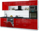 Миниатюра изображения товара Кухонный гарнитур Интерлиния Мила Gloss 3.0-ПМ1 (красный глянец/красный глянец/кастилло темный)