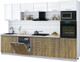 Миниатюра изображения товара Кухонный гарнитур Интерлиния Мила Gloss 3.2-ПМ1 (дуб вотан/белый глянец/травертин серый)