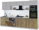 Миниатюра изображения товара Кухонный гарнитур Интерлиния Мила Gloss 3.2-ПМ1 (дуб вотан/грей/серый каспий)