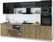 Миниатюра изображения товара Кухонный гарнитур Интерлиния Мила Gloss 3.2-ПМ1 (дуб вотан/черный глянец/дуб бунратти)