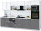 Миниатюра изображения товара Кухонный гарнитур Интерлиния Мила Gloss 3.2-ПМ1 (серый/белый глянец/белый гранит)