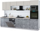 Миниатюра изображения товара Кухонный гарнитур Интерлиния Мила Gloss 3.2-ПМ1 (керамика/кашемир/травертин серый)