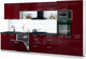 Миниатюра изображения товара Кухонный гарнитур Интерлиния Мила Gloss 3.6-ПМ1 (бордовый глянец/бордовый глянец/кастилло темный)