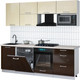 Миниатюра изображения товара Кухонный гарнитур Интерлиния Мила Gloss 2.3-ПМ2 (шоколад глянец/ваниль глянец/травертин серый)