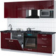 Миниатюра изображения товара Кухонный гарнитур Интерлиния Мила Gloss 2.3-ПМ2 (бордовый глянец/бордовый глянец/кастилло темный)