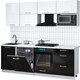 Миниатюра изображения товара Кухонный гарнитур Интерлиния Мила Gloss 2.3-ПМ2 (черный глянец/белый глянец/белый гранит)
