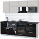 Миниатюра изображения товара Кухонный гарнитур Интерлиния Мила Gloss 2.3-ПМ2 (черный глянец/кашемир/кастилло темный)