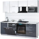 Миниатюра изображения товара Кухонный гарнитур Интерлиния Мила Gloss 2.3-ПМ2 (асфальт глянец/белый глянец/белый гранит)