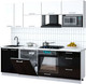Миниатюра изображения товара Кухонный гарнитур Интерлиния Мила Gloss 2.4-ПМ2 (черный глянец/белый/белый гранит)