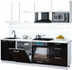Миниатюра изображения товара Кухонный гарнитур Интерлиния Мила Gloss 2.4-ПМ2 (черный глянец/белый глянец/белый гранит)