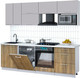 Миниатюра изображения товара Кухонный гарнитур Интерлиния Мила Gloss 2.4-ПМ2 (дуб вотан/грей/серый каспий)