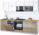 Миниатюра изображения товара Кухонный гарнитур Интерлиния Мила Gloss 2.6-ПМ2 (капучино глянец/белый/дуб бунратти)